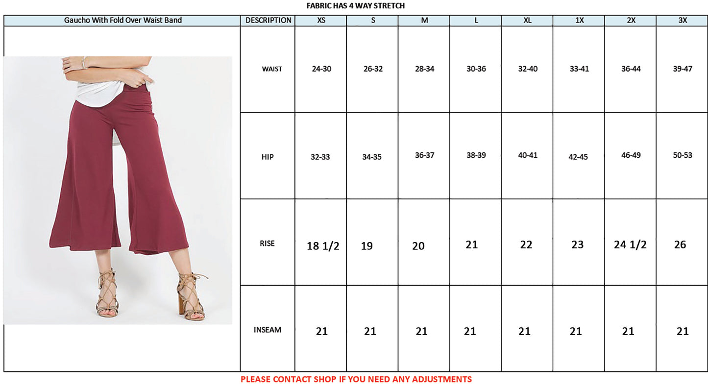 Junie Ultra-Soft 4-Way Stretch Pull on Gaucho