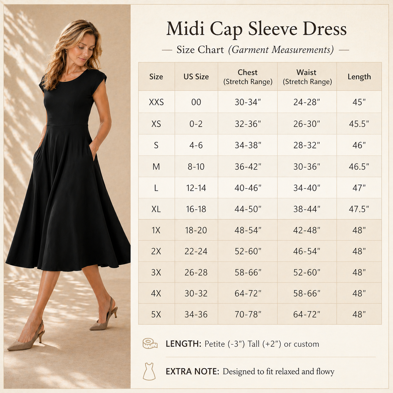 Flowy Cap Sleeve Midi Dress with Pockets