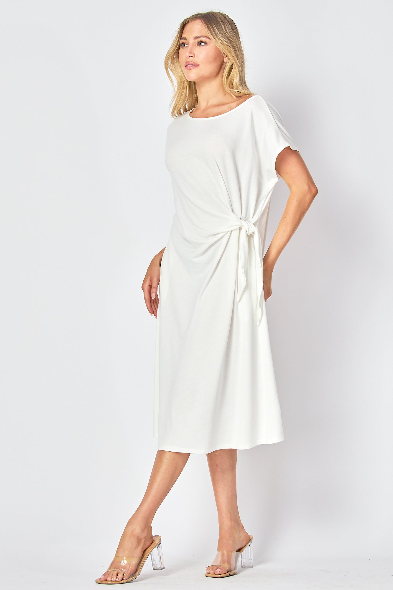 oft Side-Tie Midi Dress with Pockets – Petite, Plus, Tall | Casual, Maternity-Friendly, Handmade in USA