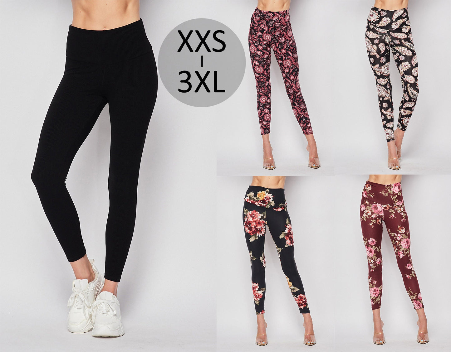 Upcycled Buttery Soft Supper Stretch Printed Leggings Set / Plus Size Leggings / 4 Way Stretch Leggings / Yoga leggings / Contour Leggings