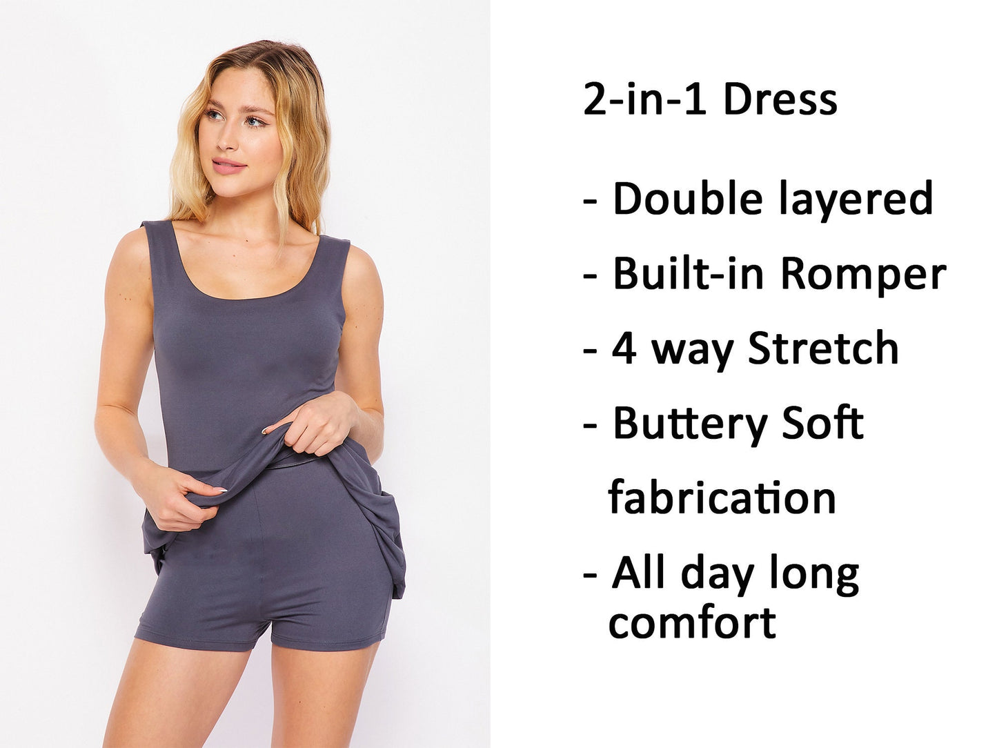 Upcycled Everyday 2-in-1 Corset Lounge Activity Fit and Flared Dress - Built in Romper - Skorts