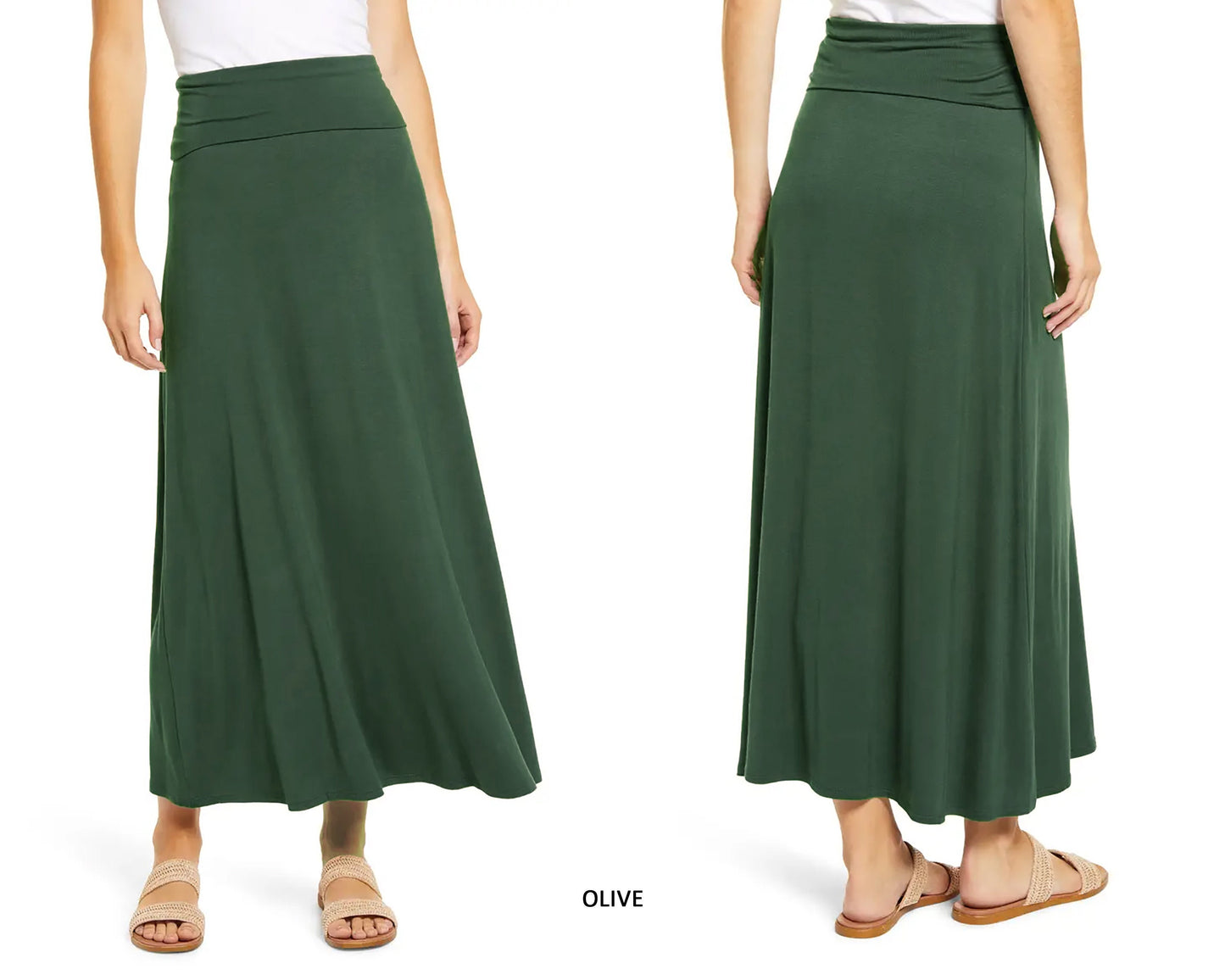 Convertible Folded Waist Maxi Skirt/ 2-in 1 Flare Skirt, Flowy Skirt/ Plus Size Maxi Skirt/Lounge Skirt/ Sustainable/ Made in USA