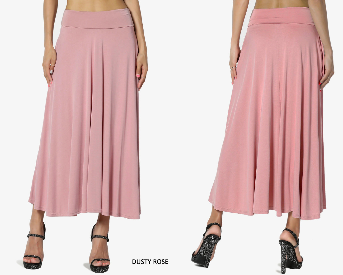 Convertible Folded Waist Maxi Skirt/ 2-in 1 Flare Skirt, Flowy Skirt/ Plus Size Maxi Skirt/Lounge Skirt/ Sustainable/ Made in USA