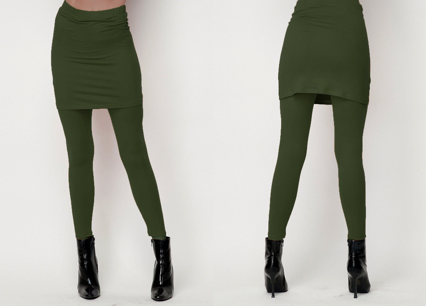 Skirted Leggings – Butter Soft, Travel-Friendly, Maternity-Friendly, Custom Length Available in Petite, Plus & Tall