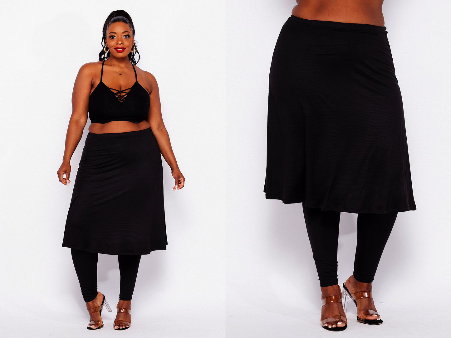Flare Skirted Leggings, Butter Soft Leggings Skirt, Plus Size Skirted Leggings, Cover up Skirt Leggings, Shirt Extender, Leisure Wear