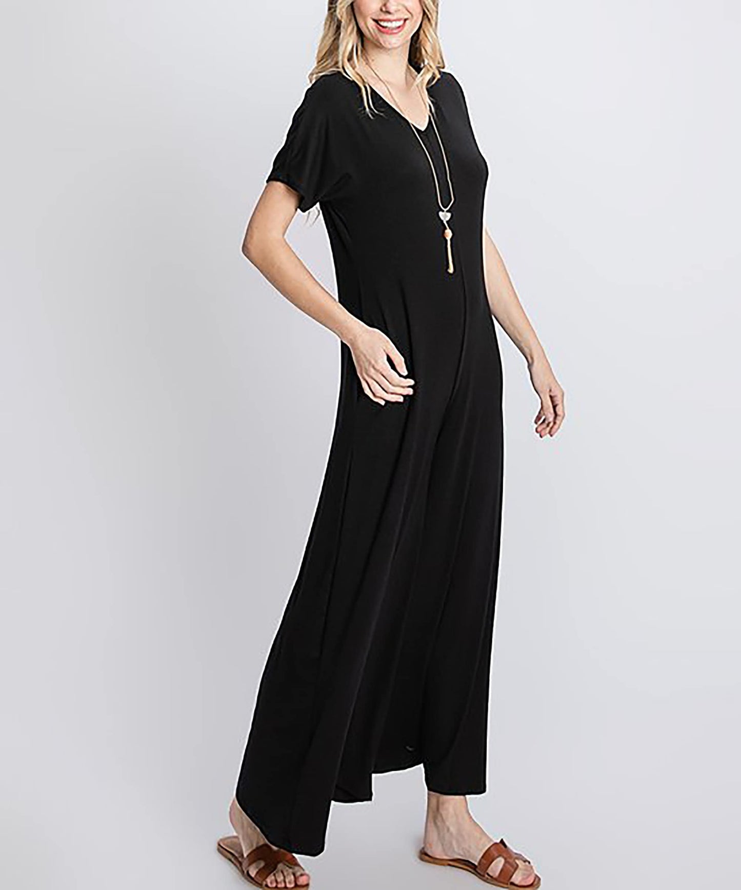 Upcycled Buttery Soft Short Sleeve Jumpsuit with Pocket / Knit Romper / Wide-leg Jumpsuit / Plus Size Jumpsuit / Loungewear / Made in USA