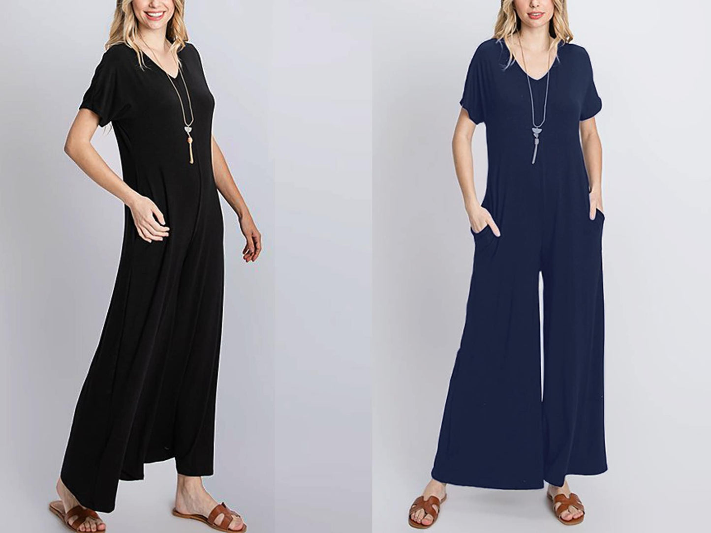 Upcycled Buttery Soft Short Sleeve Jumpsuit with Pocket / Knit Romper / Wide-leg Jumpsuit / Plus Size Jumpsuit / Loungewear / Made in USA