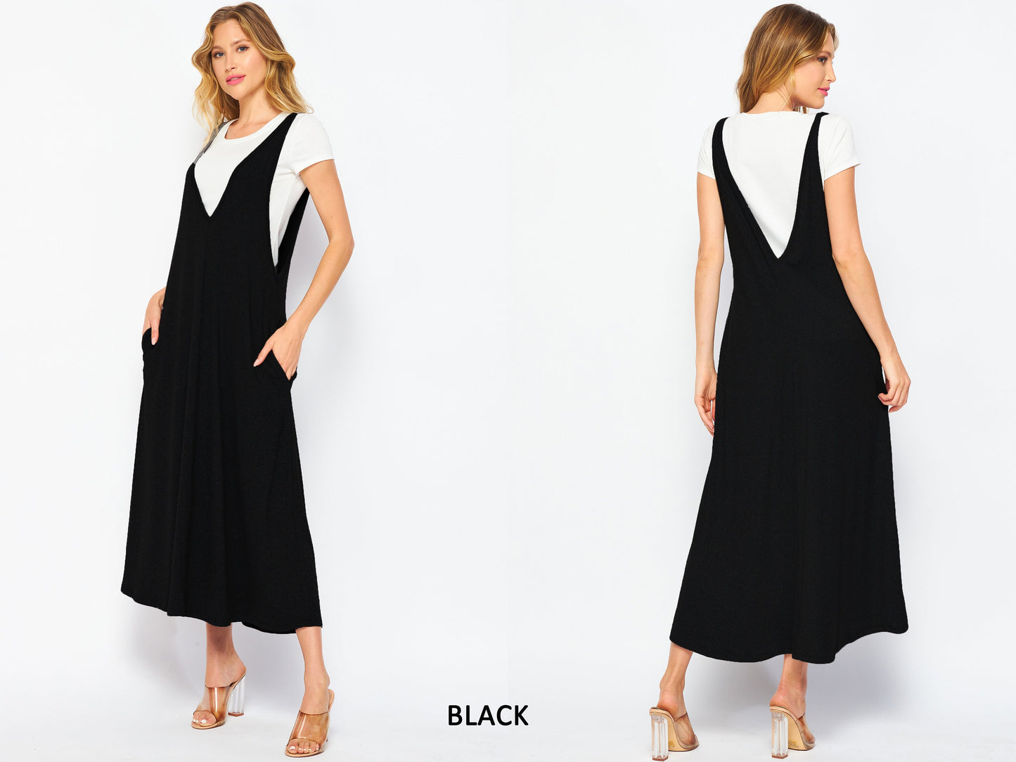 Customizable Overall Flared Dress with Pockets - Maternity- Friendly - Pinafore/Suspender/Apron Style - Handcrafted in USA