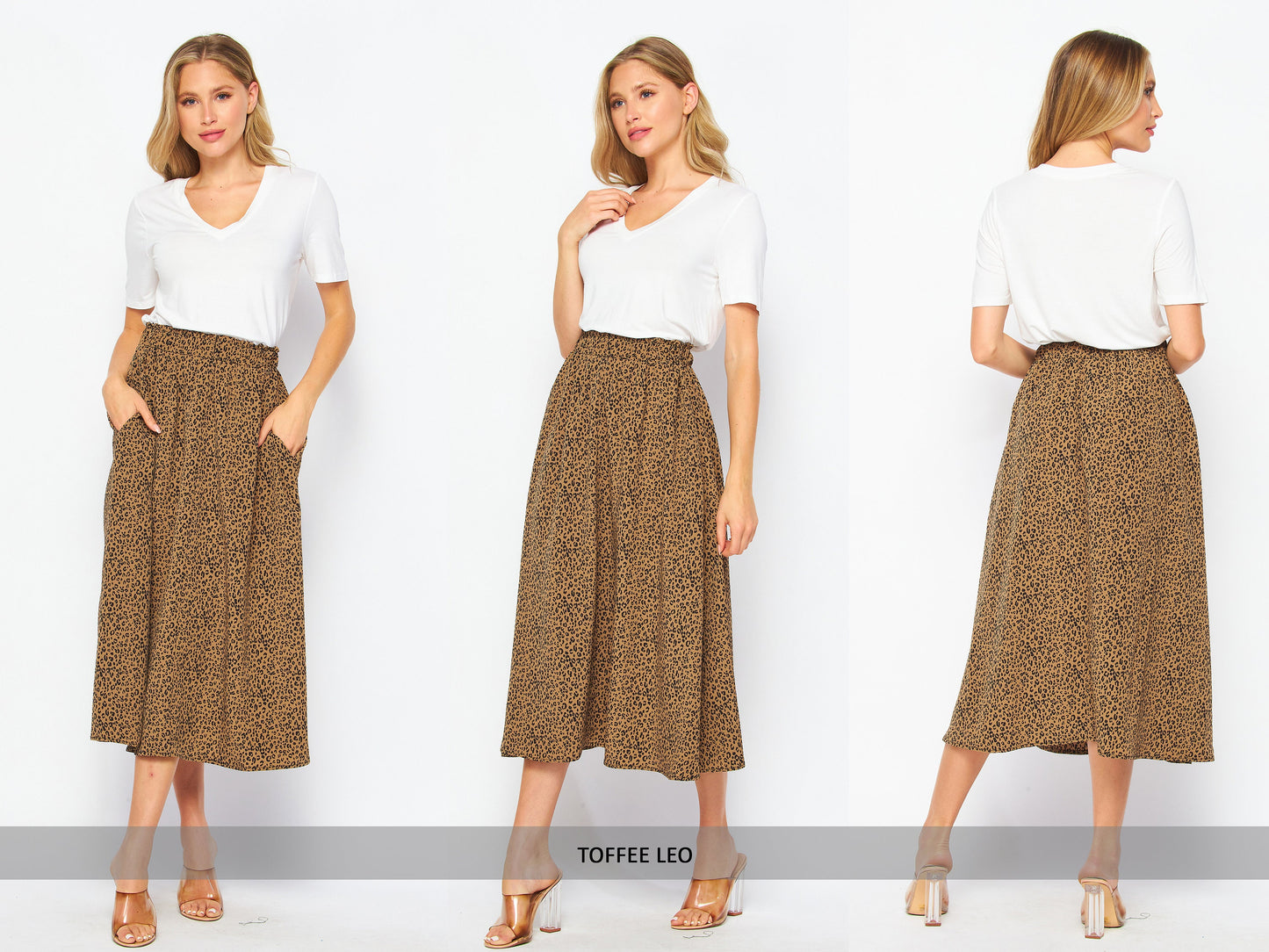 Printed Woven Midi Flared Skirt With Pockets / Paper bag skirt / Plus Size Midi Skirt / Lounge Skirt / Sustainable / Made in USA