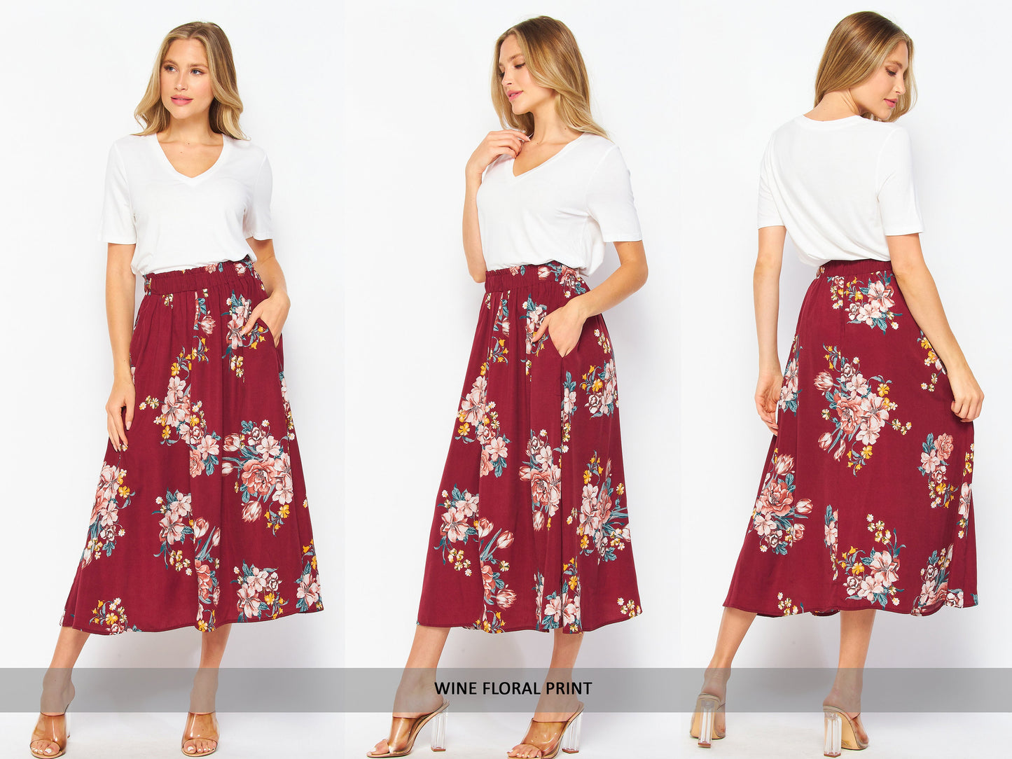 Printed Woven Midi Flared Skirt With Pockets / Paper bag skirt / Plus Size Midi Skirt / Lounge Skirt / Sustainable / Made in USA