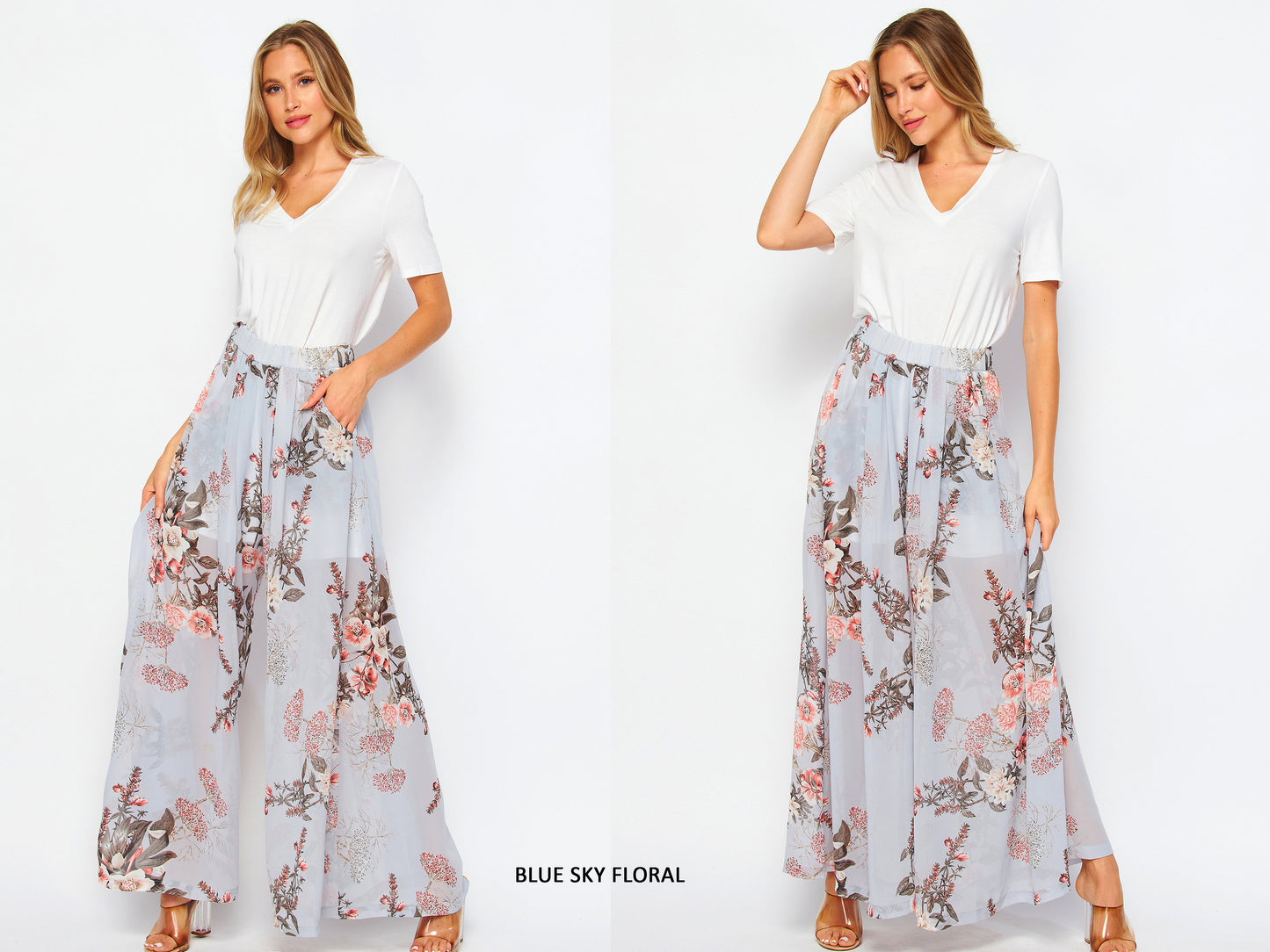 Pleated Wide Leg Palazzo Pants with Pocket / Stretch Elastic Waist Band / Fully Lined / Upcycled Clothing / Made In USA