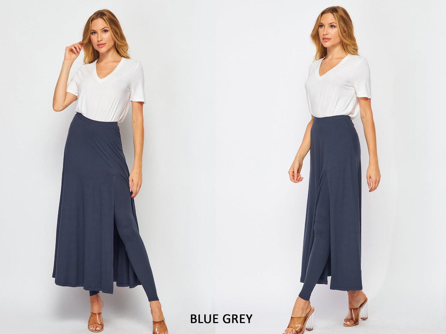 UPCYCLED 2 in 1 Maxi Flared Skirted Leggings With Slit - Available in Plus size