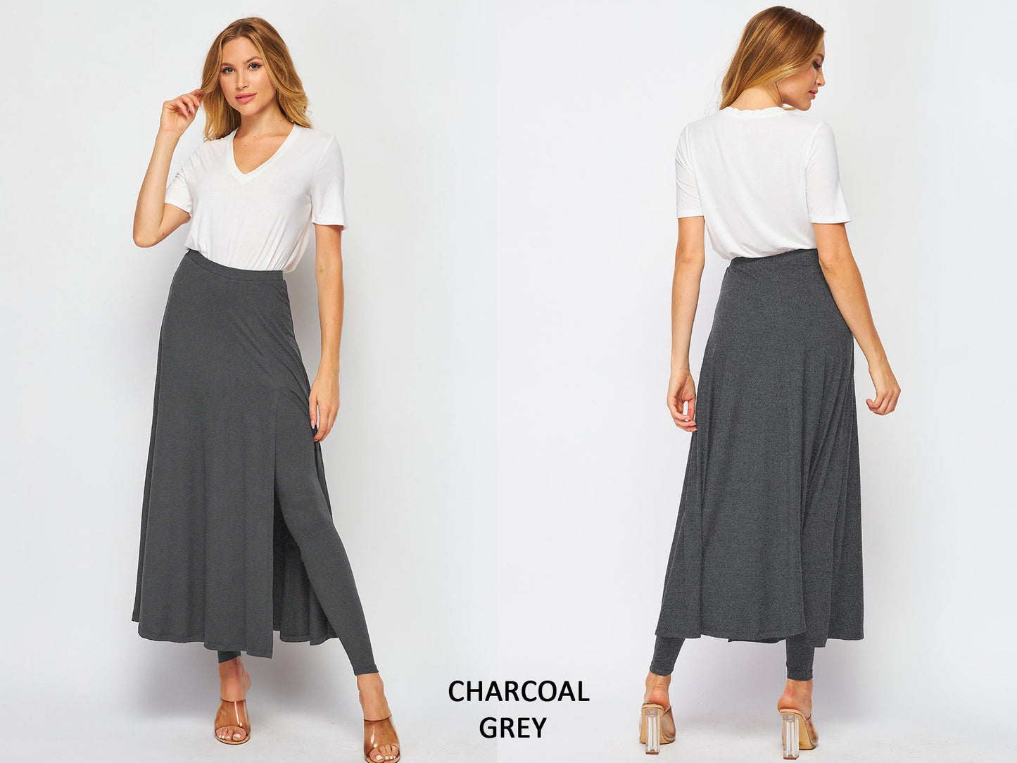 UPCYCLED 2 in 1 Maxi Flared Skirted Leggings With Slit - Available in Plus size