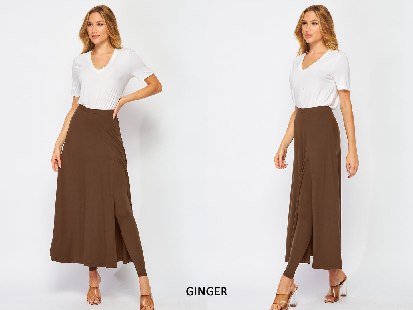 UPCYCLED 2 in 1 Maxi Flared Skirted Leggings With Slit - Available in Plus size