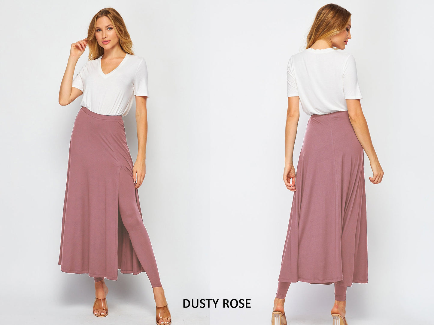 UPCYCLED 2 in 1 Maxi Flared Skirted Leggings With Slit - Available in Plus size