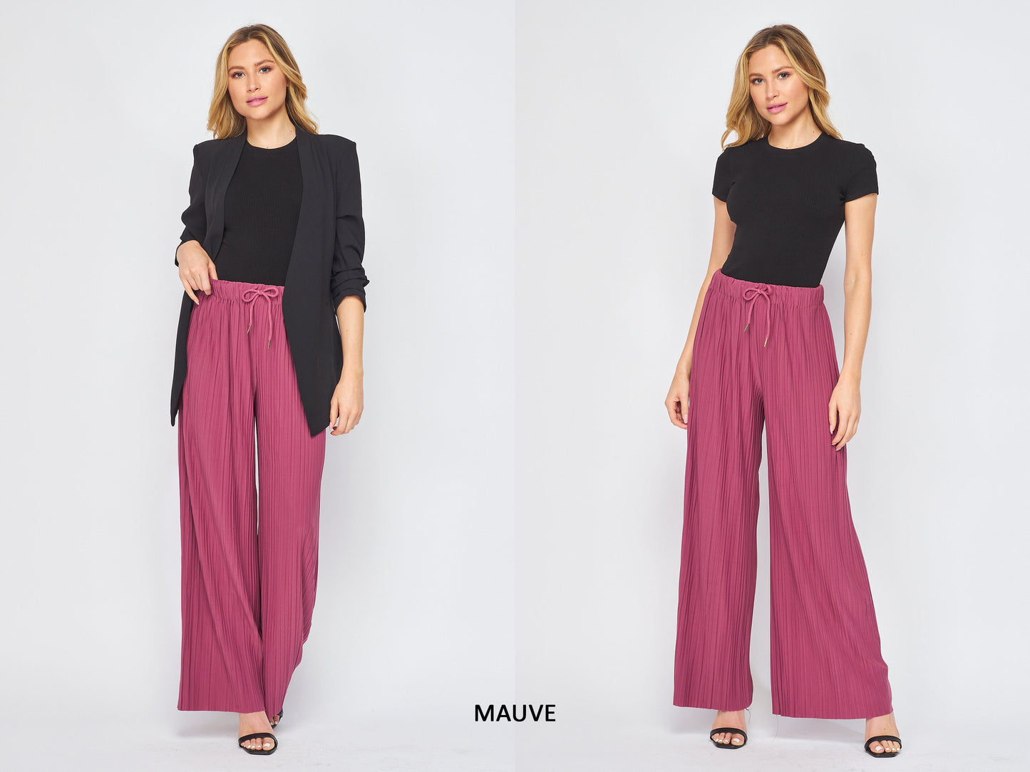 Accordion Pleated Wide Leg Palazzo Pants