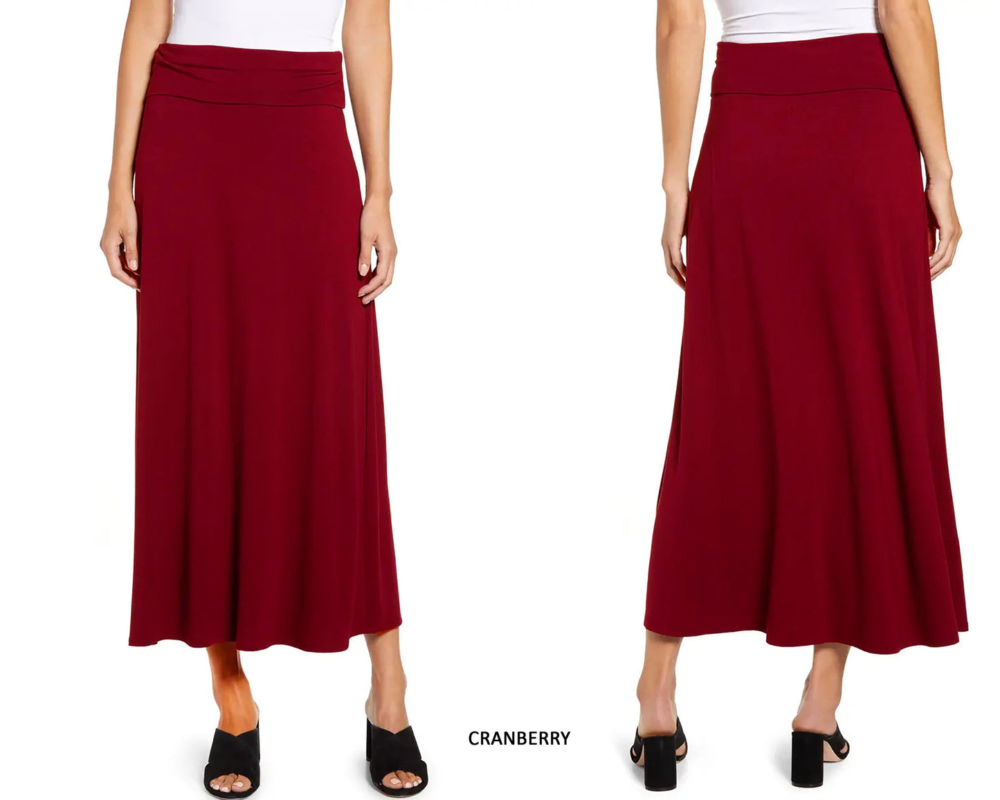 Convertible Folded Waist Maxi Skirt/ 2-in 1 Flare Skirt, Flowy Skirt/ Plus Size Maxi Skirt/Lounge Skirt/ Sustainable/ Made in USA