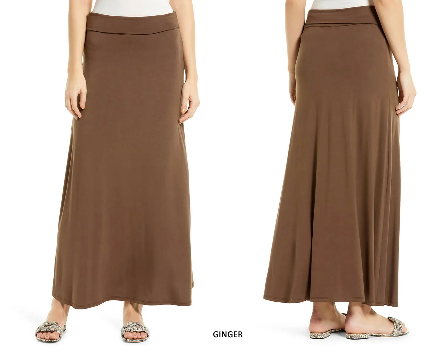 Convertible Folded Waist Maxi Skirt/ 2-in 1 Flare Skirt, Flowy Skirt/ Plus Size Maxi Skirt/Lounge Skirt/ Sustainable/ Made in USA