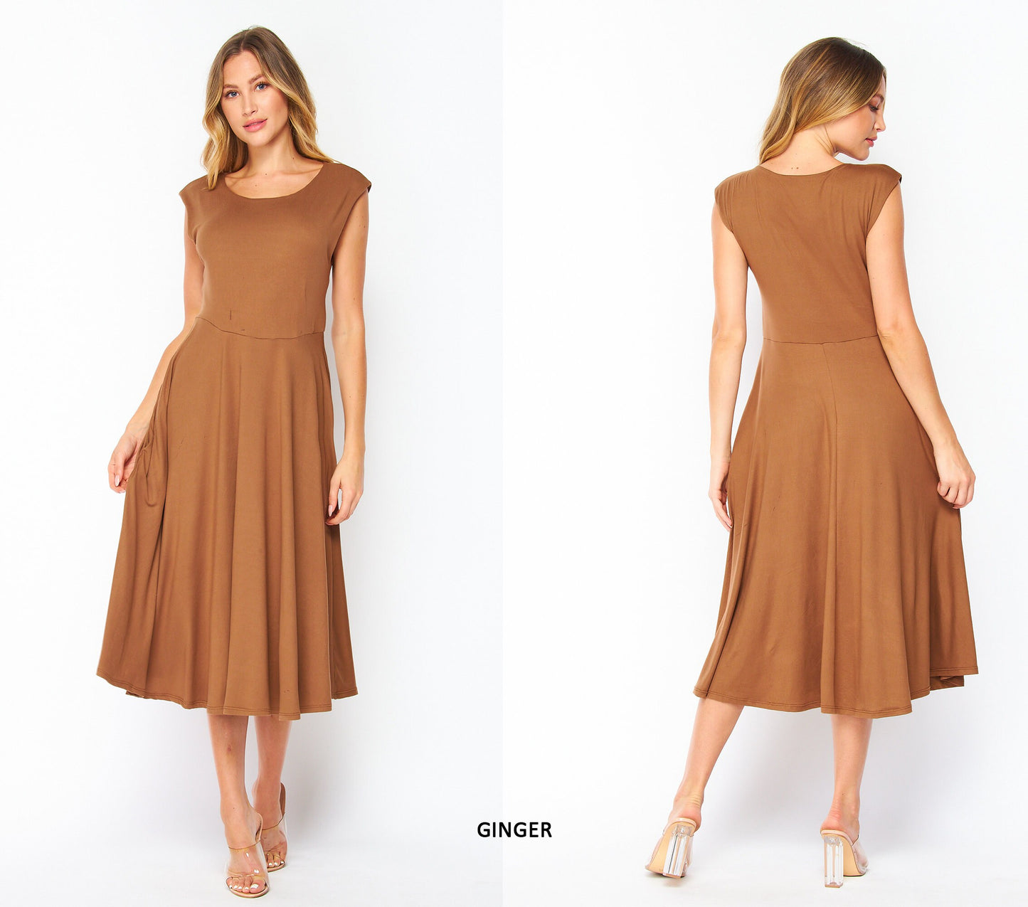 Easy & Comfy Flowy Cap Sleeve Midi Dress with Pockets - Custom Length, Buttery Soft, Breathable, Travel-Ready, Wrinkle-Free, Handmade in USA