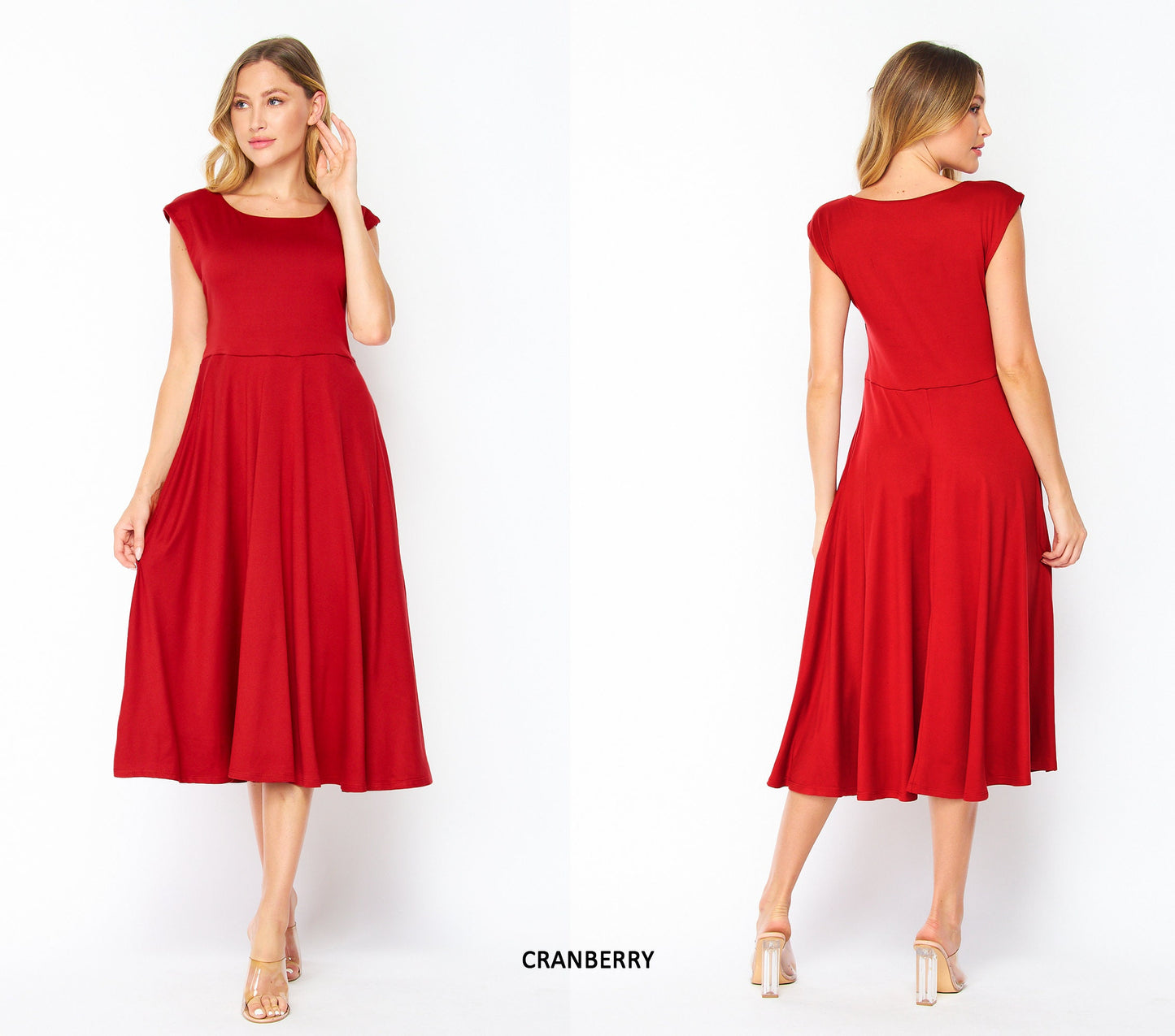 Easy & Comfy Flowy Cap Sleeve Midi Dress with Pockets - Custom Length, Buttery Soft, Breathable, Travel-Ready, Wrinkle-Free, Handmade in USA