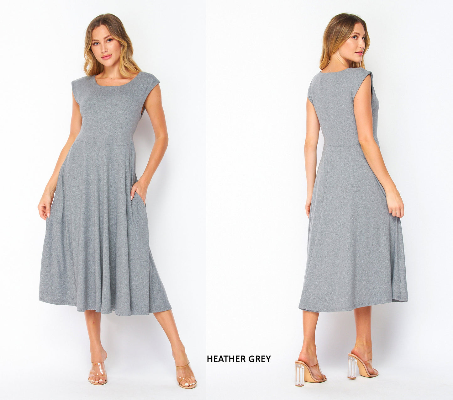 Easy & Comfy Flowy Cap Sleeve Midi Dress with Pockets - Custom Length, Buttery Soft, Breathable, Travel-Ready, Wrinkle-Free, Handmade in USA