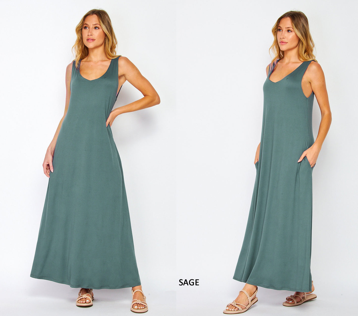 Customizable Sleeveless Ankle/Maxi Dress - Lightweight, Breathable, Maternity-Friendly - Handmade in USA
