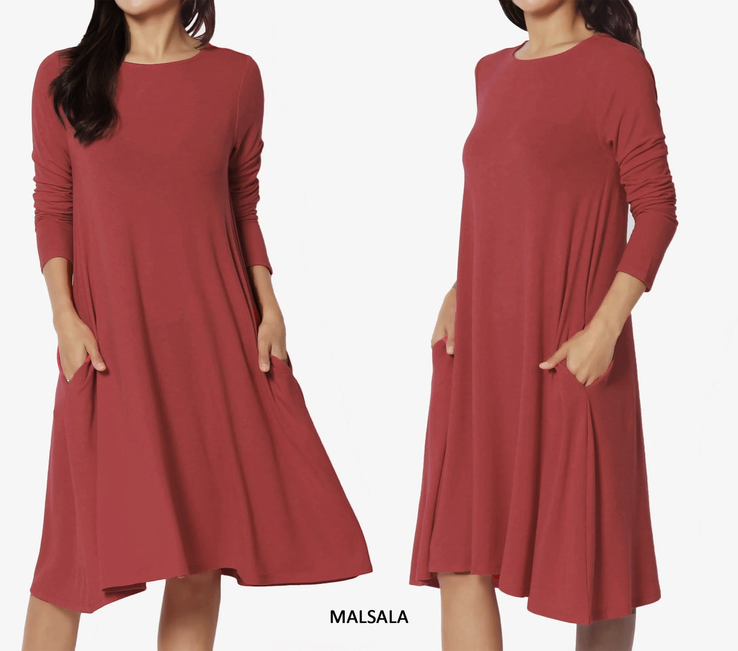 Buttery soft Long Sleeves T-shirt Dress with pocket - Custom Dress - Handmade to order