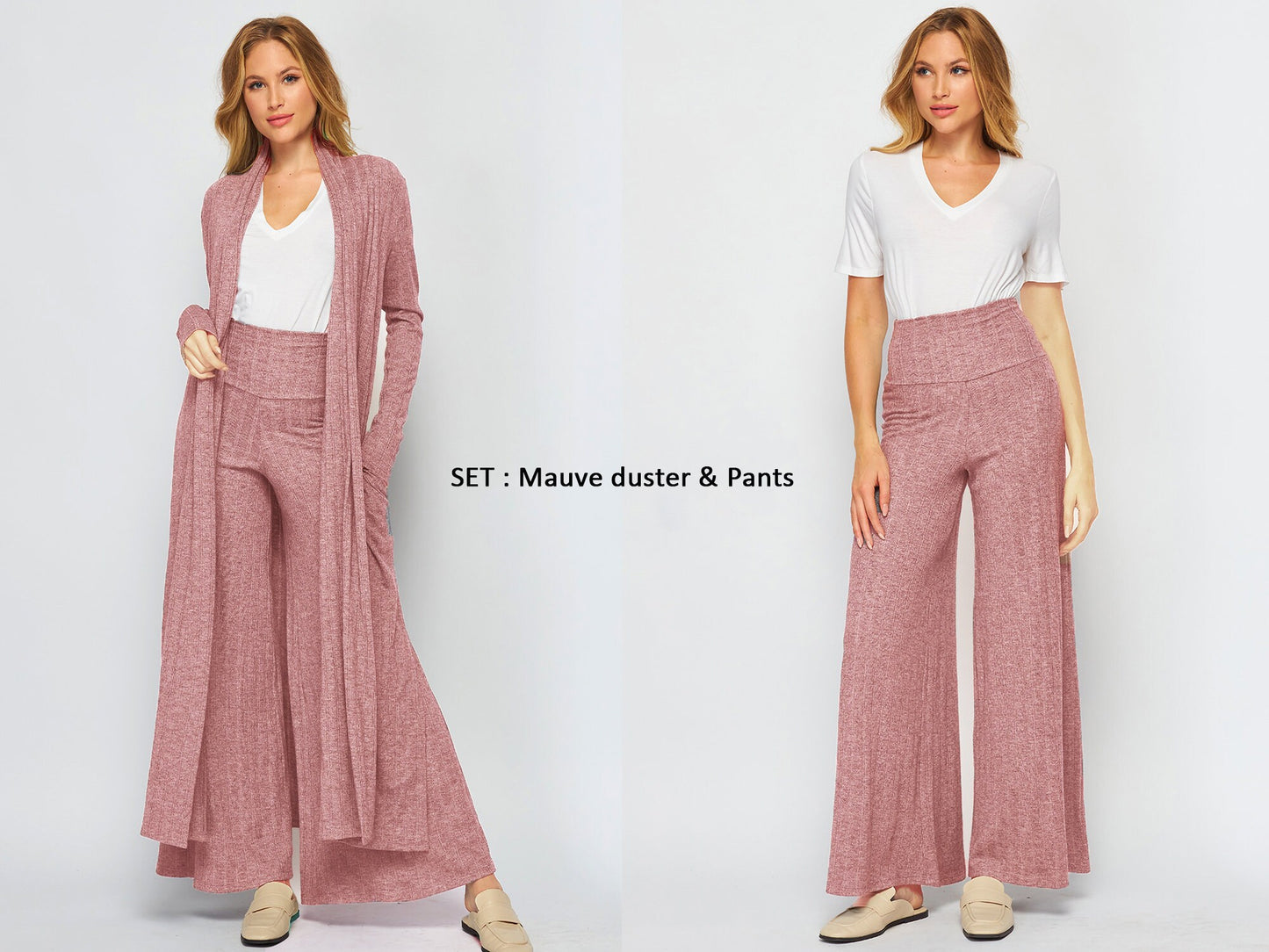 2pcs Duster & Palazzo Lounge Set / Can buy separately - Individual item available / Upcycled / Made in USA