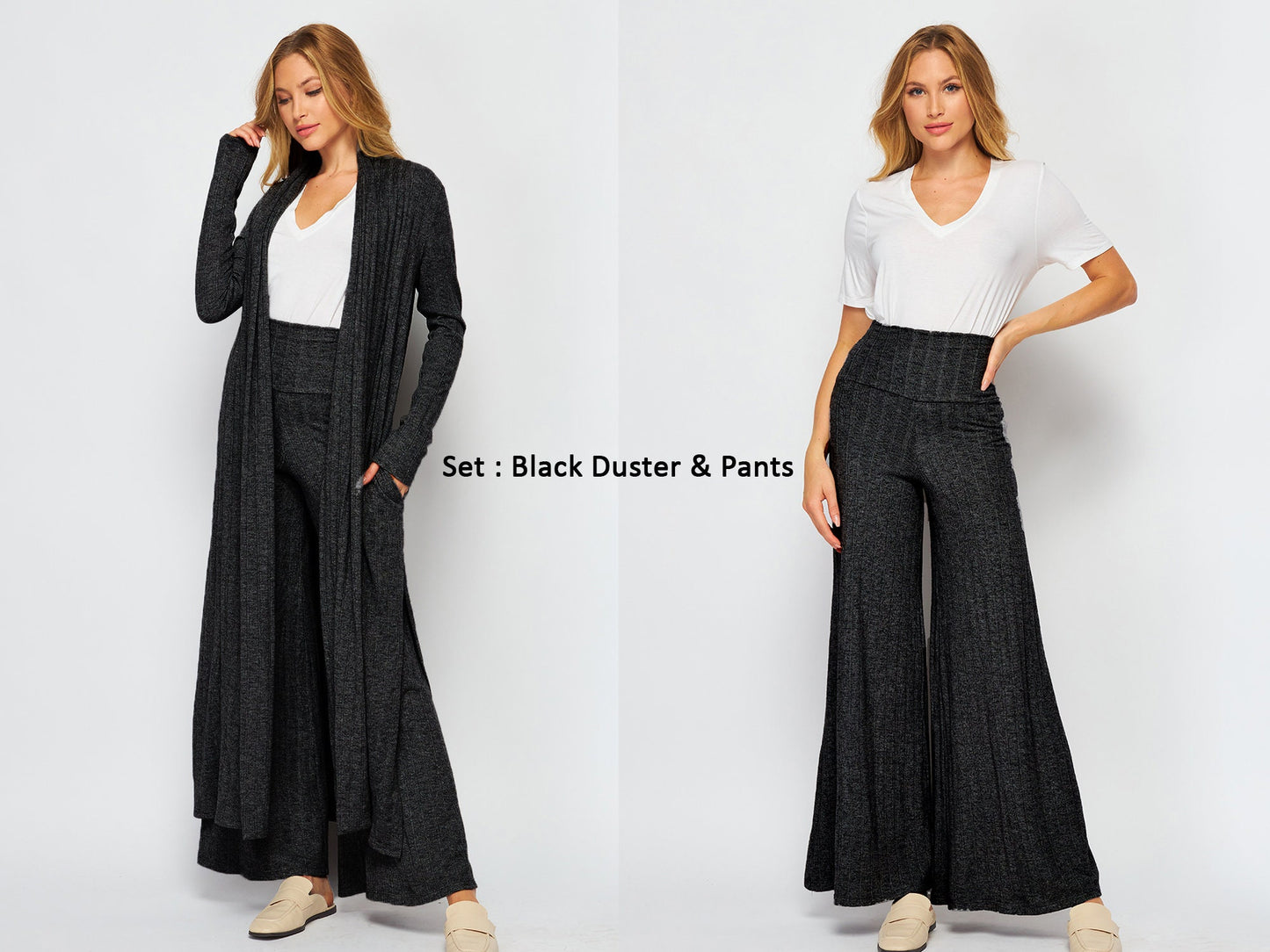 2pcs Duster & Palazzo Lounge Set / Can buy separately - Individual item available / Upcycled / Made in USA