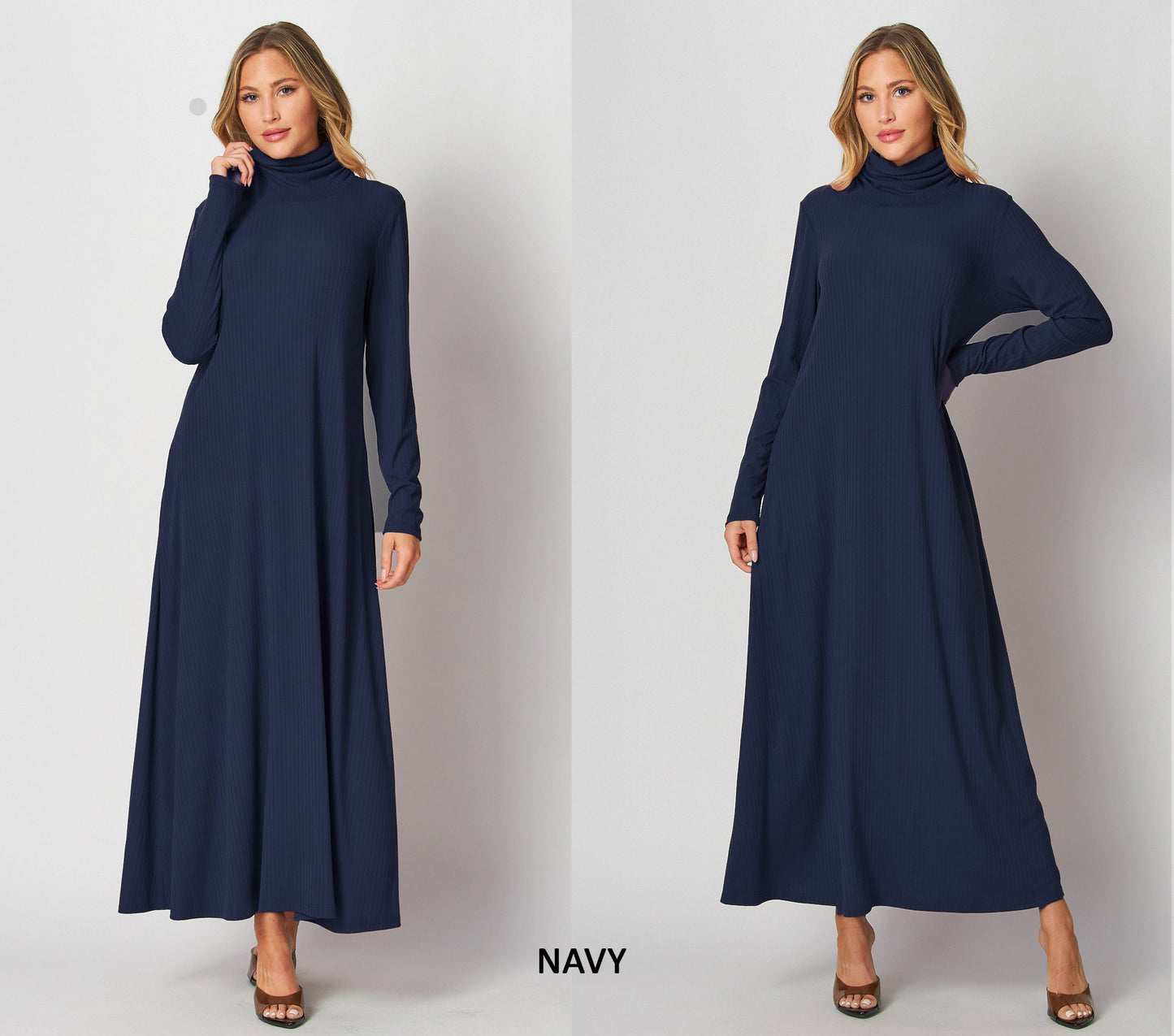 Maxi Rib Knit Dress with Pockets – Custom Length | Handmade USA