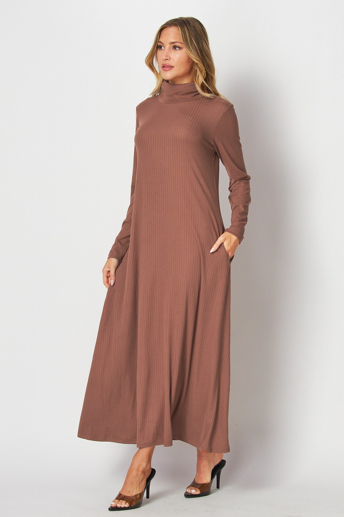 Maxi Rib Knit Dress with Pockets – Custom Length | Handmade USA