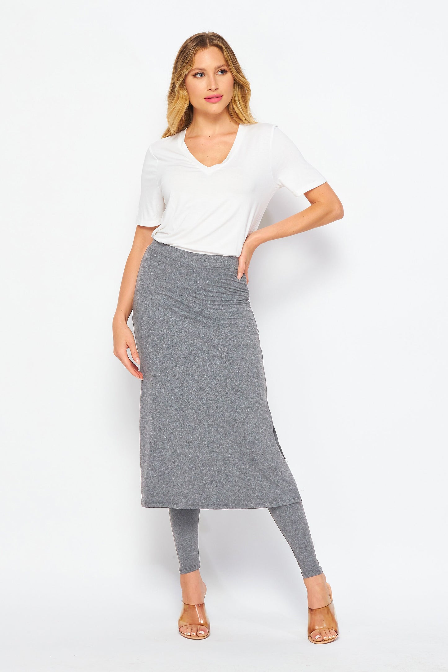 Pencil Skirted Leggings, Butter Soft Leggings Skirt, Plus Size Skirted Leggings, Cover up Skirt Leggings, Shirt Extender, Leisure Wear