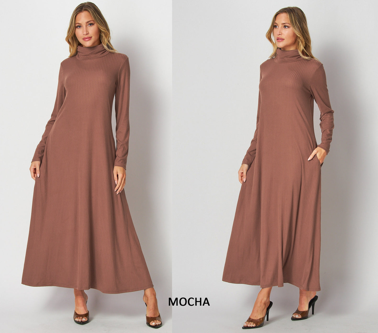 Maxi Rib Knit Dress with Pockets – Custom Length | Handmade USA