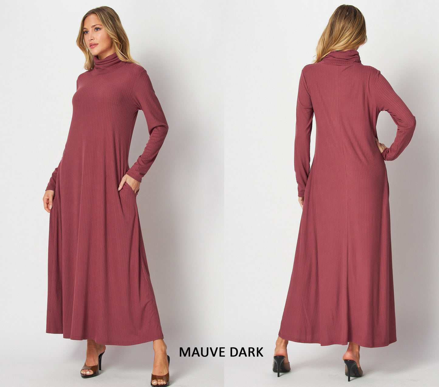 Maxi Rib Knit Dress with Pockets – Custom Length | Handmade USA