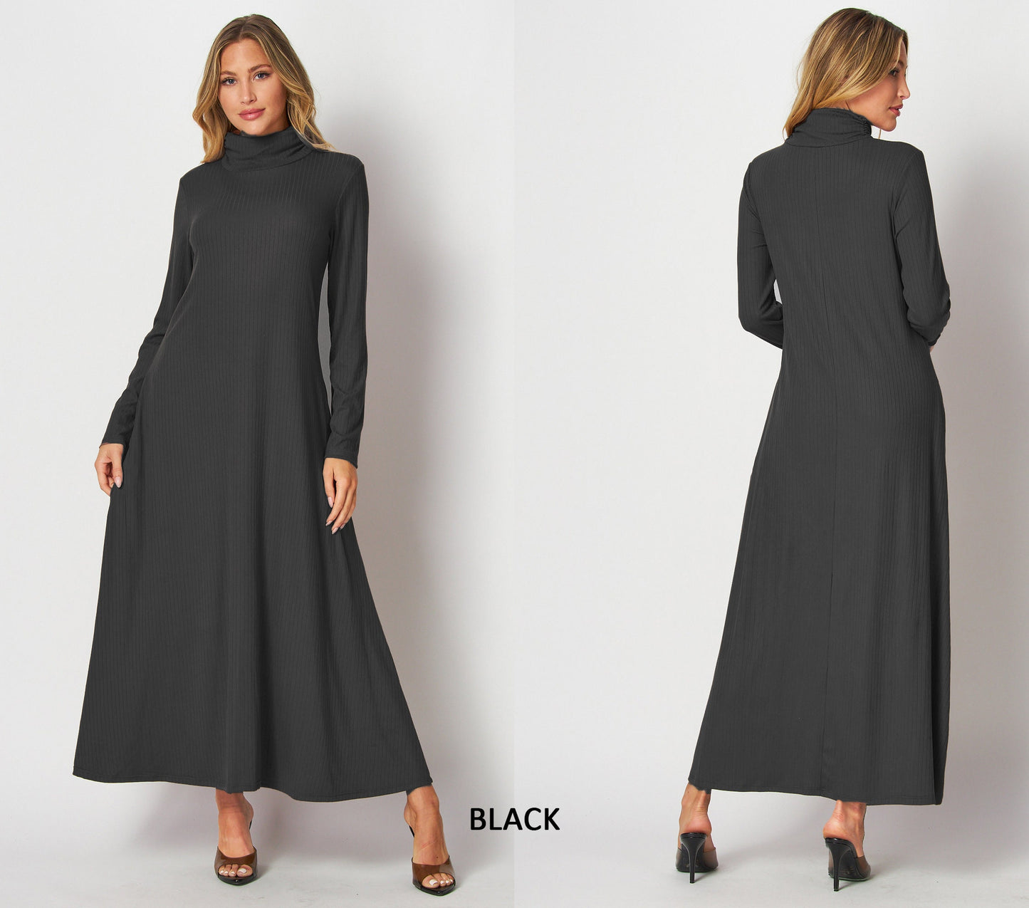 Maxi Rib Knit Dress with Pockets – Custom Length | Handmade USA