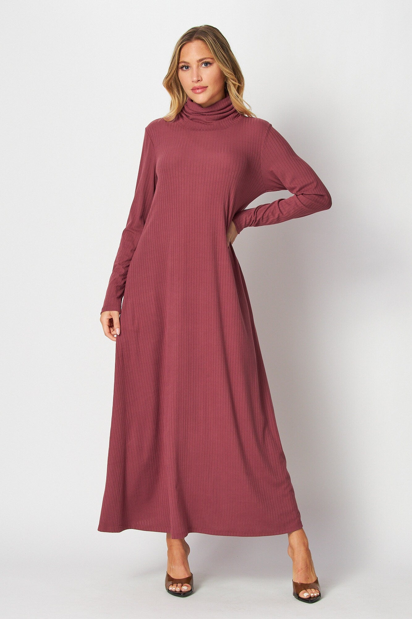 Maxi Rib Knit Dress with Pockets – Custom Length | Handmade USA