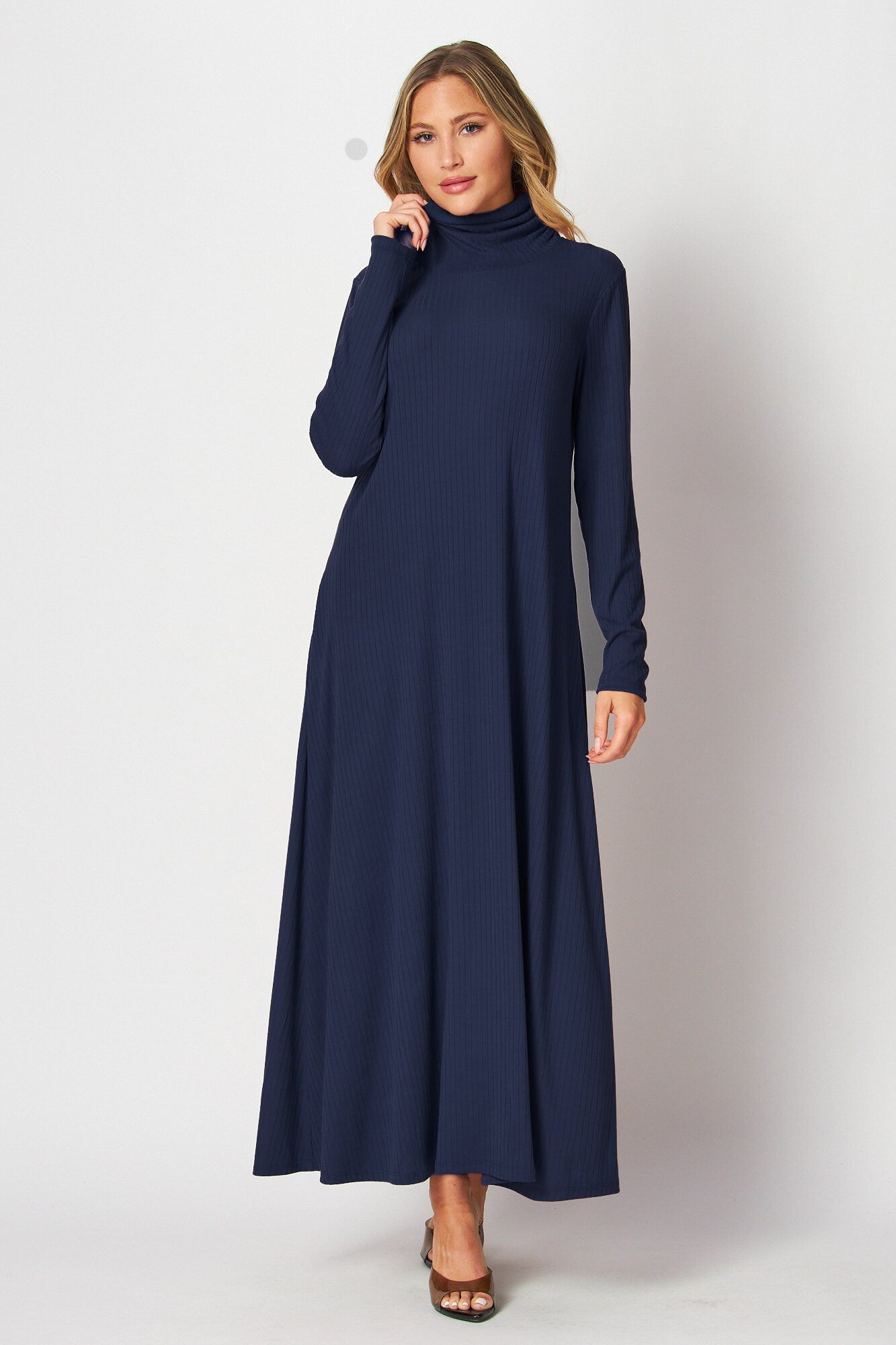 Maxi Rib Knit Dress with Pockets – Custom Length | Handmade USA