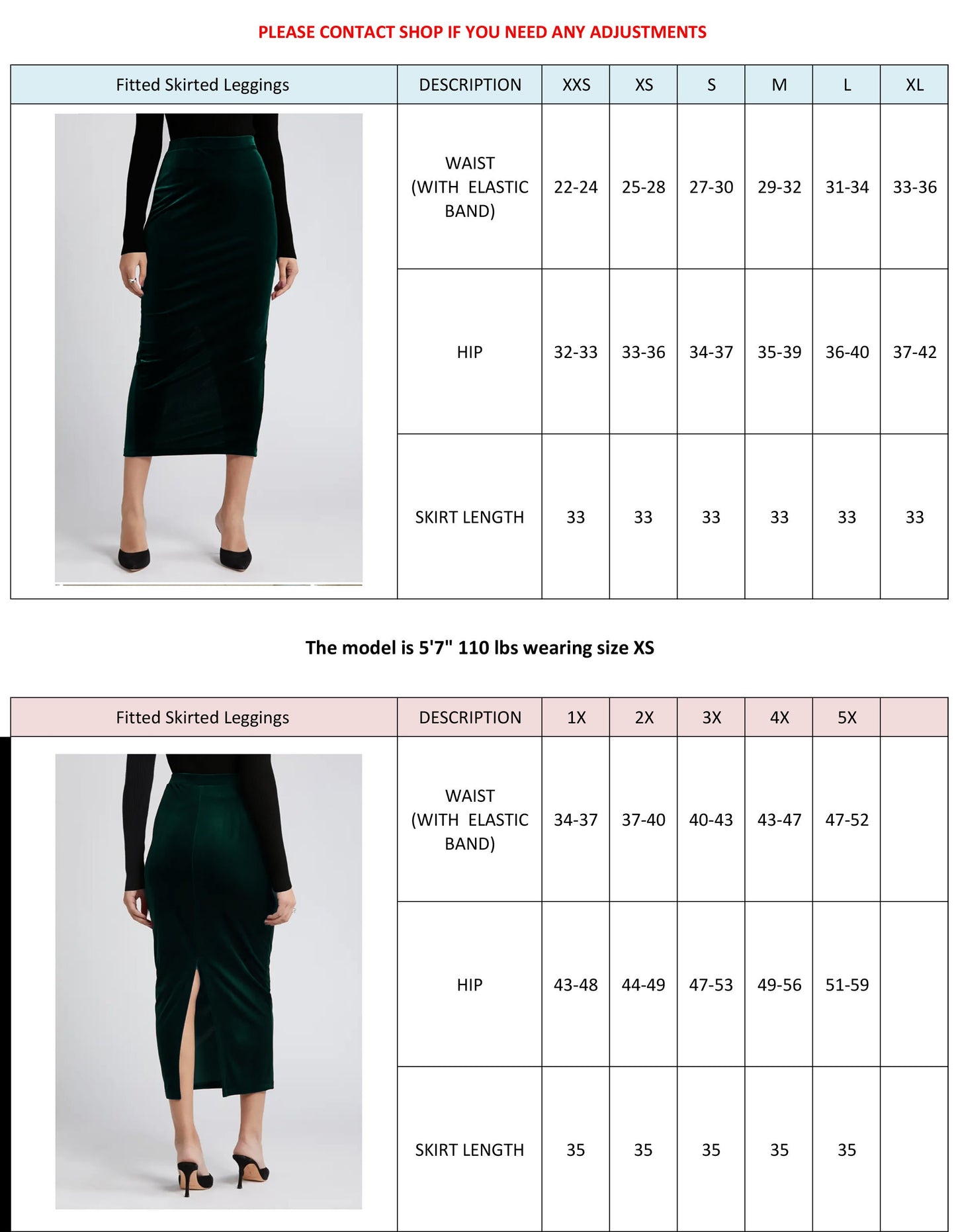 Stretched Velvet/Velour Pencil Skirt with Slit / Custom made for Petite, Plus and Tall
