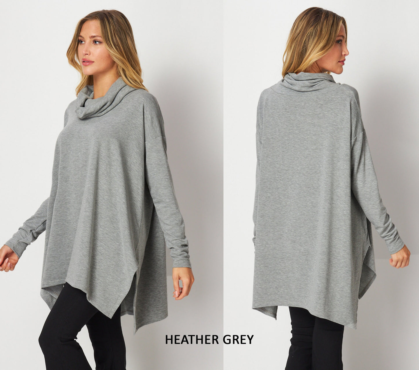 Upcycled butter Soft Oversized Turtle Neck Tunic Top, Plus Size Tunic Top Top, Loungewear, Lounge Tunic, Ethical, Sustainable, Made in USA