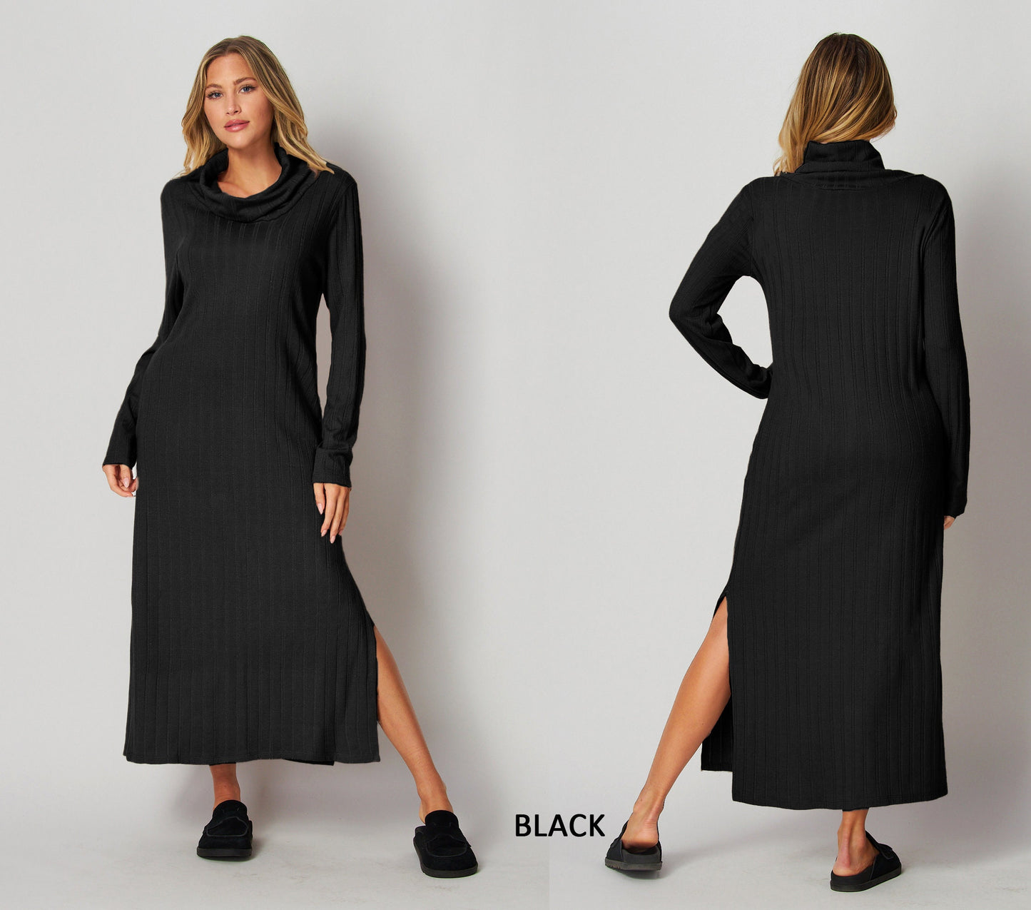Ribbed Turtle Neck Maxi Dress, Ribbed Sweater Dress - Custom made available for Petite, Plus, and Tall