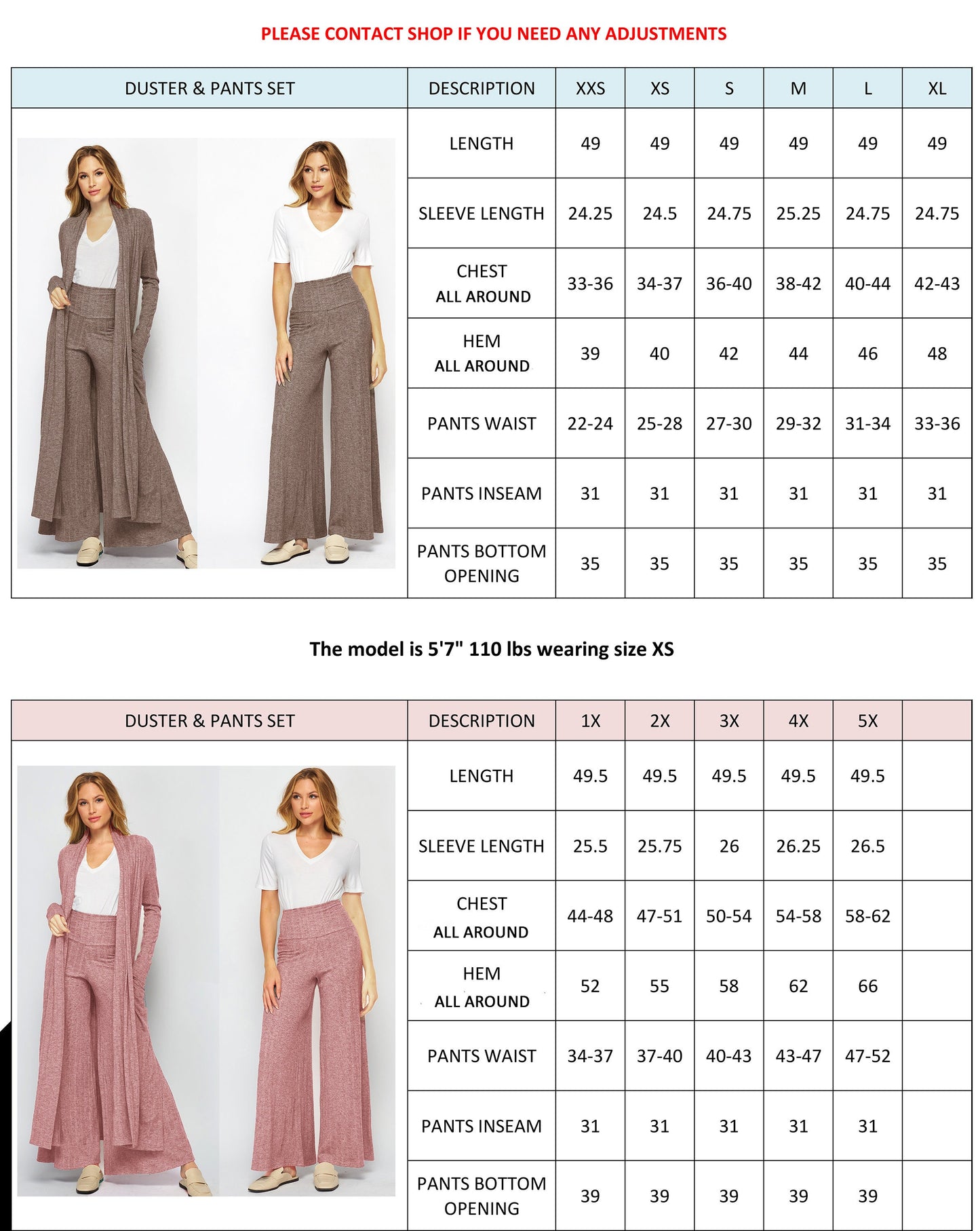 2pcs Duster & Palazzo Lounge Set / Can buy separately - Individual item available / Upcycled / Made in USA