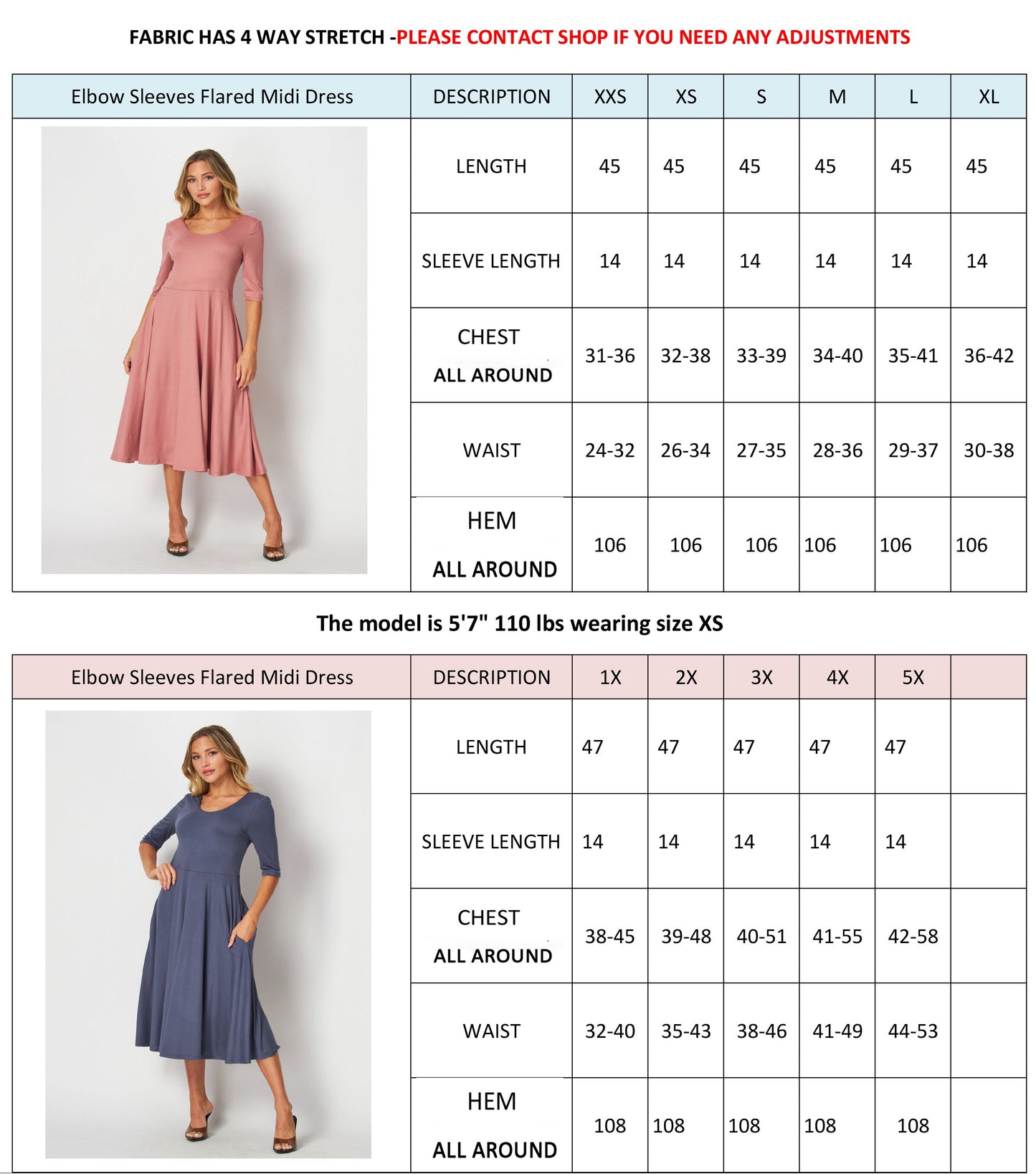 Flowy Flared Midi Dress with Elbow Sleeves & Pockets – Custom Length, Maternity & Travel Friendly, Handmade in USA