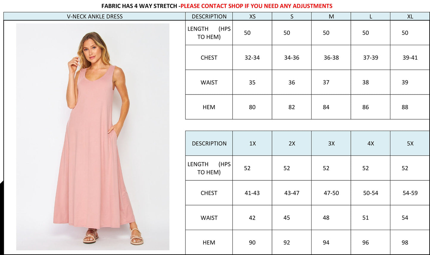 Customizable Sleeveless Ankle/Maxi Dress - Lightweight, Breathable, Maternity-Friendly - Handmade in USA