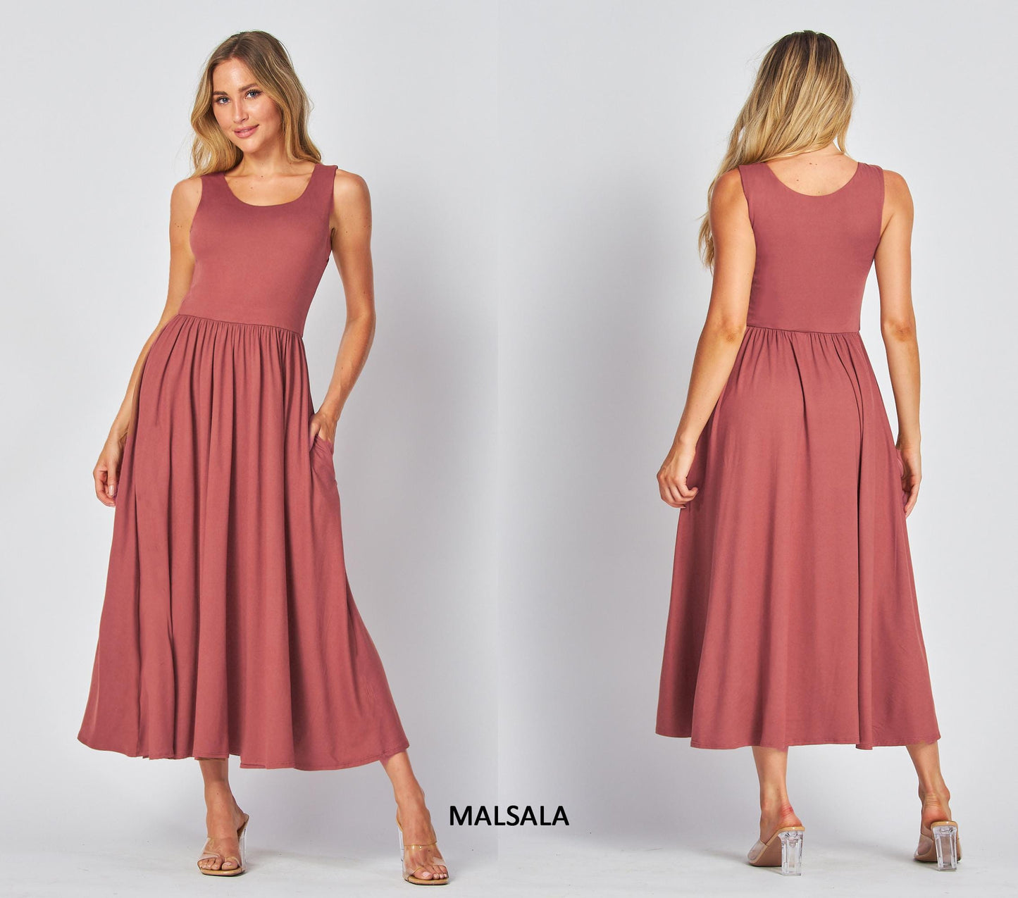 Elegant Sleeveless Maxi Dress with Pockets – Available in Petite,Plus,Tall - Perfect for any occasions