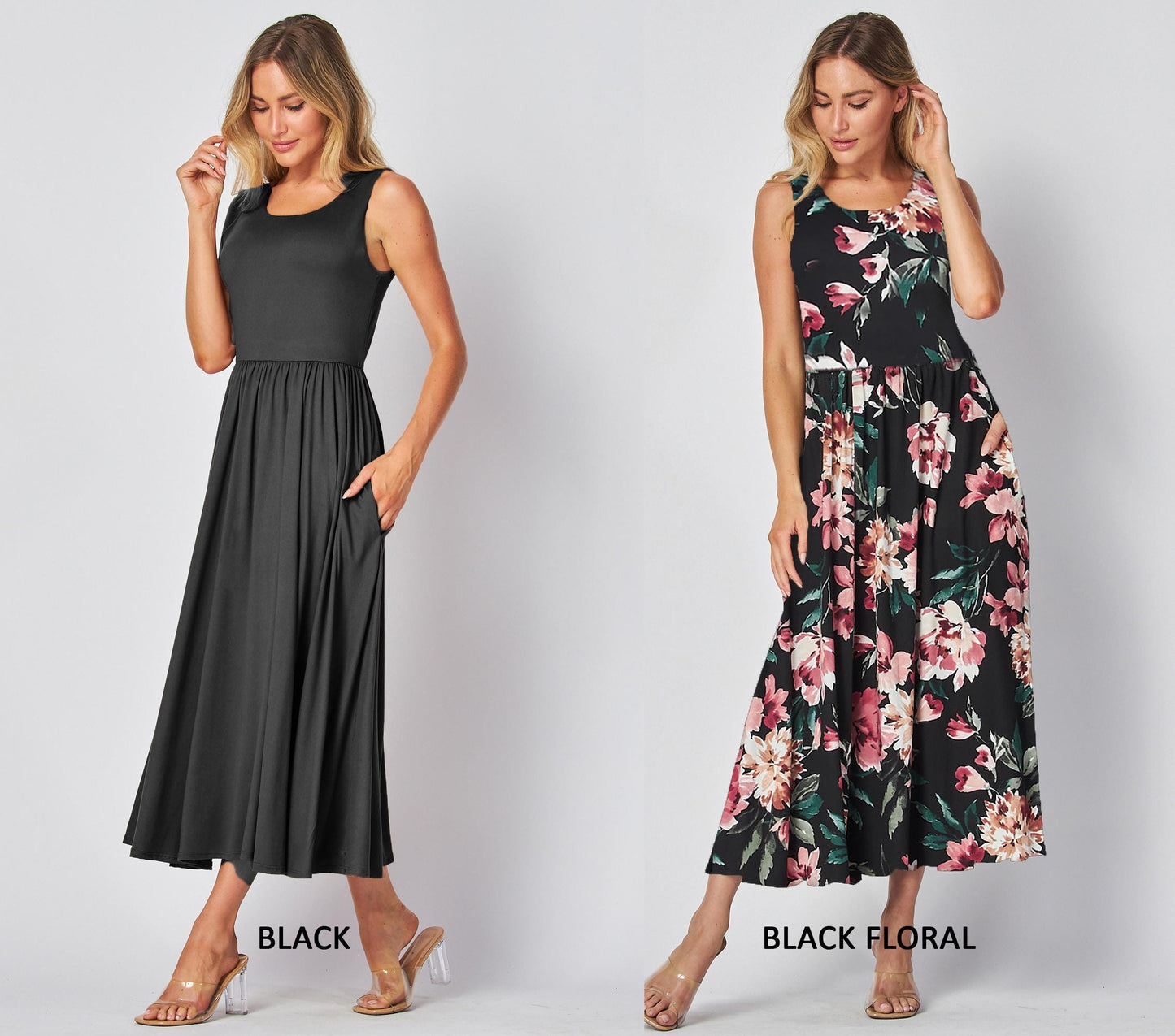 Elegant Sleeveless Maxi Dress with Pockets – Available in Petite,Plus,Tall - Perfect for any occasions