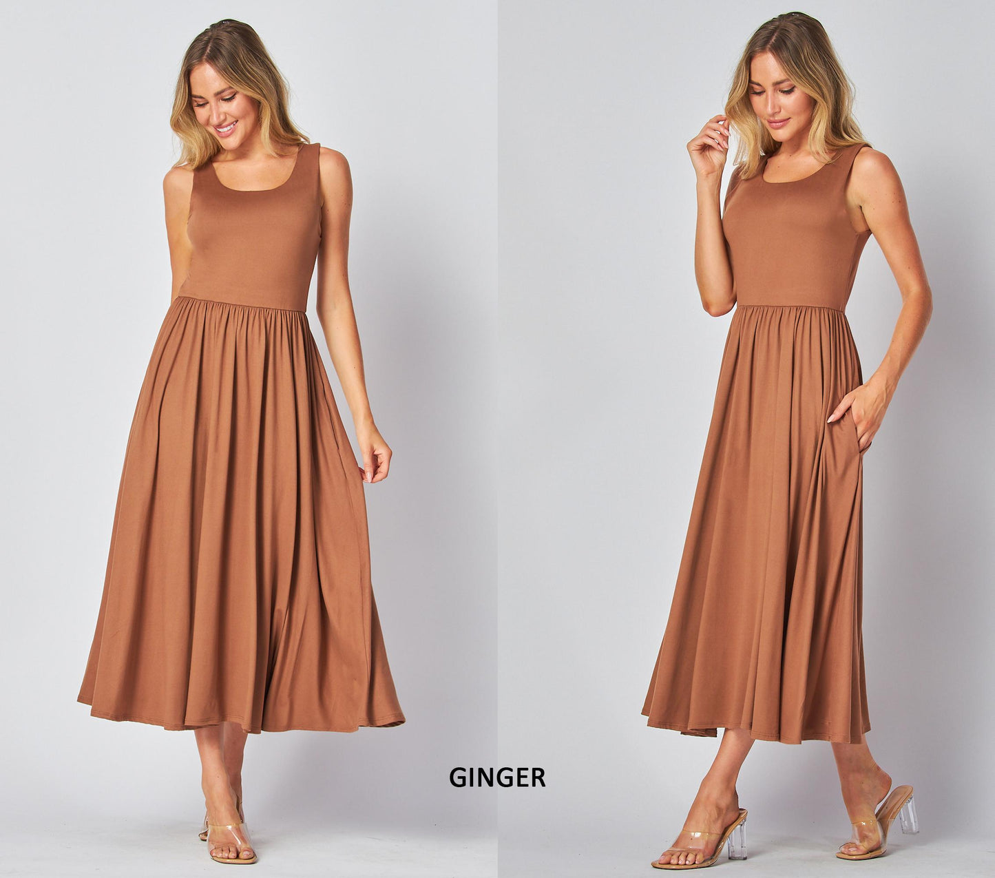 Elegant Sleeveless Maxi Dress with Pockets – Available in Petite,Plus,Tall - Perfect for any occasions