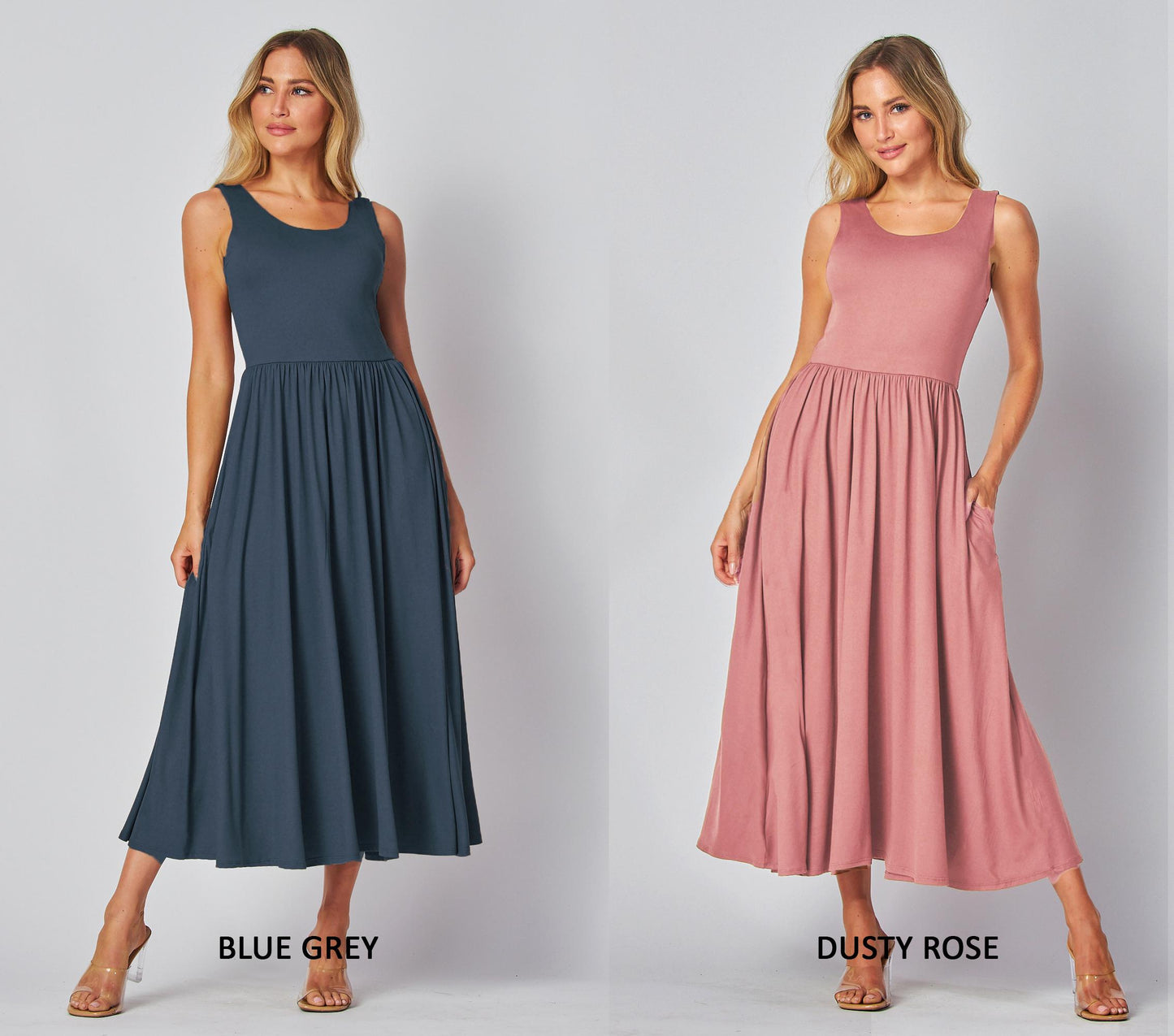 Elegant Sleeveless Maxi Dress with Pockets – Available in Petite,Plus,Tall - Perfect for any occasions