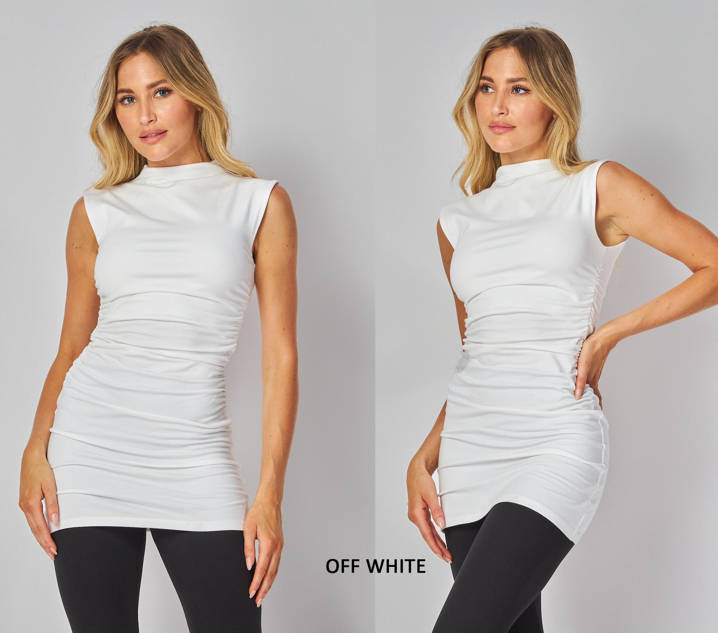 2-in-1 Tunic Dress – Elegant Sleeveless Bodycon with Ruched Detailing - Handmade in USA