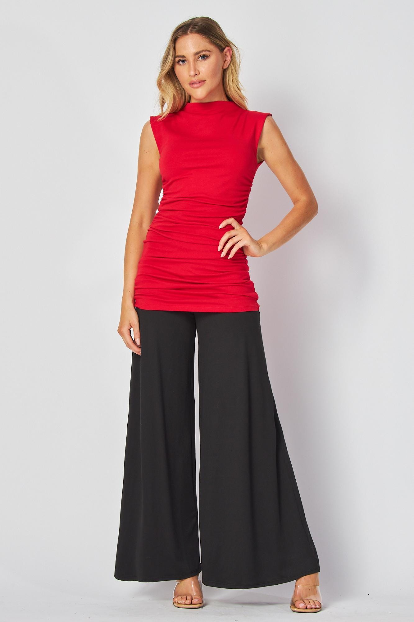 2-in-1 Tunic Dress – Elegant Sleeveless Bodycon with Ruched Detailing - Handmade in USA