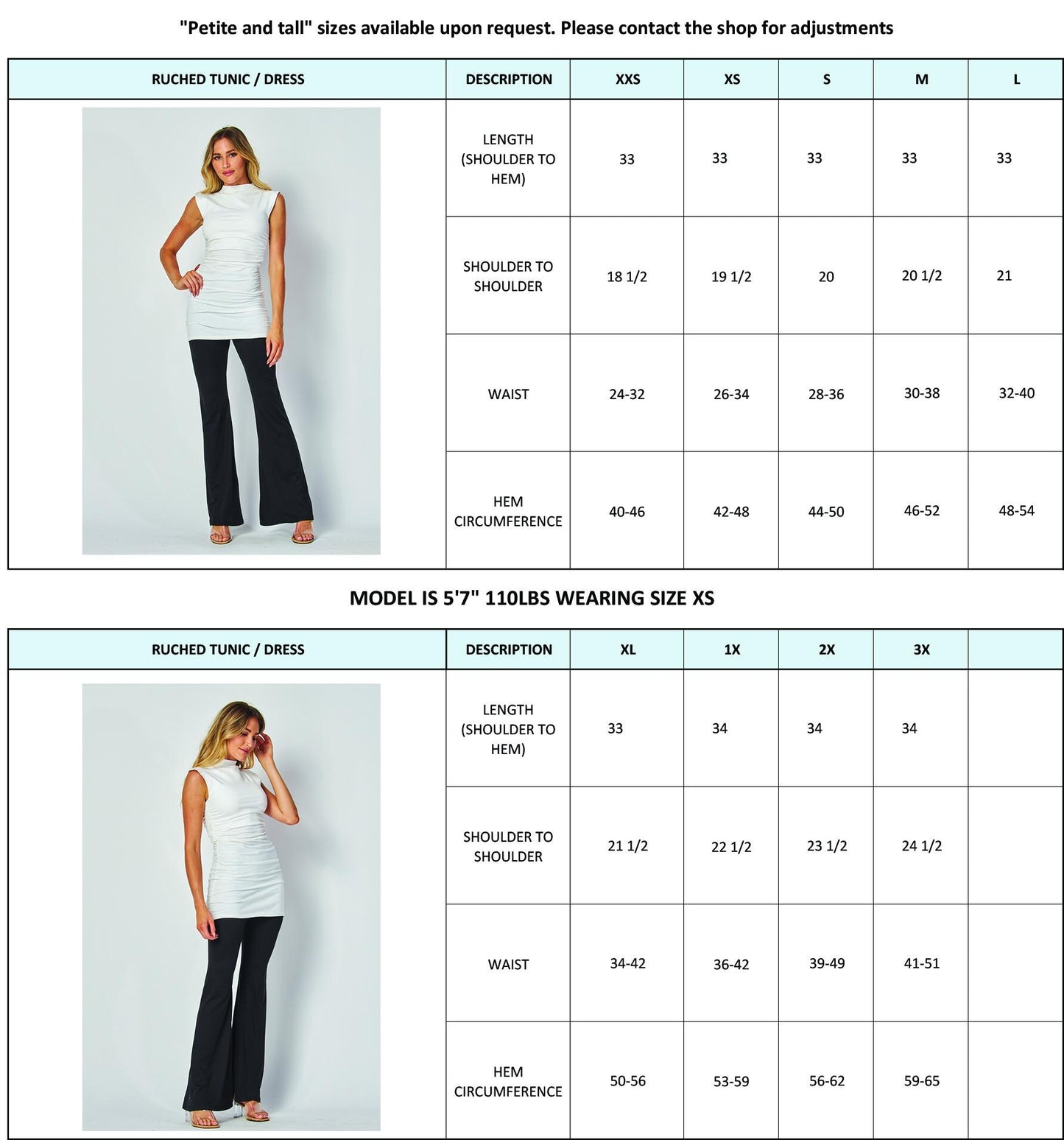 2-in-1 Tunic Dress – Elegant Sleeveless Bodycon with Ruched Detailing - Handmade in USA